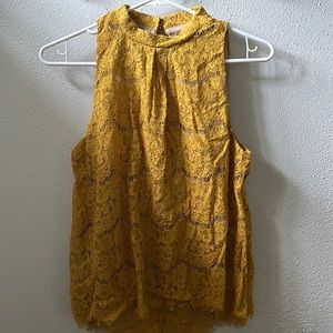 Mustard yellow lace tank